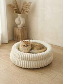 PETSIN 1 件舒适猫窝，柔软可爱的猫床，透气猫睡篮，适合小型、中型和大型猫，所有季节 - 白色 - 查看 4
