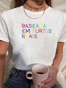 Camiseta Surtos Reias Feminina Lançamento Básica Premium Confortável - Branco - Visão 3