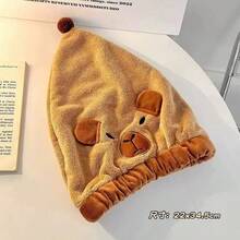 1pc Cute Capybara Design Super Absorbent Quick Dry Hair Towel Wrap, Coral Fleece Hair Drying Cap For Girl - Multicolor - View 12