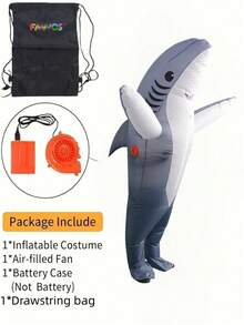 Halloween Inflatable Shark Costume, Fun Prop, Realistic & Cute For Team Building Party, Halloween, Christmas Gift, Masquerade Ball Inflatable Costume, Size Not Applicable - Grey - View 7