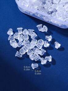 Approx. 300pcs Silicone Transparent Cylinder Ear Plugs Earrings Accessories Suitable For Women's Daily Wear (Come With Jewelry Transparent Storage Box), DIY Jewelry Accessories Non-Slip Silicone Ear Plugs, Plastic Transparent Earrings - Thông thoáng - Xem 4