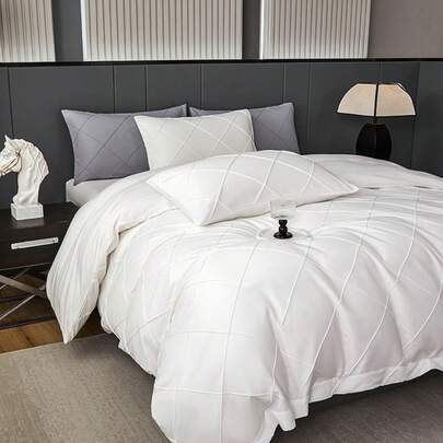 Juego de funda nórdica de 3 piezas con patrón de rombos suave y cómodo de tela cepillada hipoalergénica (1*Funda nórdica + 2*Fundas de almohada, sin relleno), adecuado para niños, niñas, dormitorio, habitación de invitados, ropa de cama juvenil, lavable a máquina