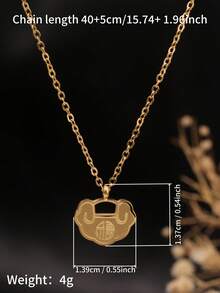 1件18K镀金不锈钢祝福与繁荣主题吊坠项链，寓意平安长寿，男女皆宜日常佩戴。 - 金色福祿如意福字如意牌項鍊 - 查看 6