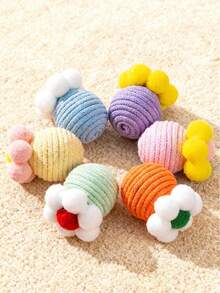 耐用猫咪磨牙玩具，带铃铛，互动式自玩球 - 彩色 - 查看 7