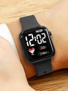 3pcs Casual Cute Square Silicone Watch Set, Heart Shaped Luminous Decor, Silicone Strap, Non-Rechargeable Battery, Suitable For Daily, Party, Back To School, Birthday, Valentine's Day Gift - Multicolor - View 6