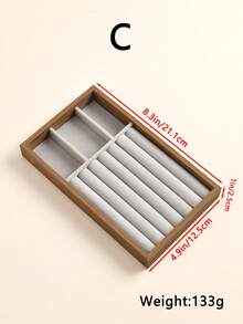 1pc~4pcs High Quality Stackable Velvet Jewelry Trays - Lint Free - Durable - Stackable Fine Jewelry Trays/Racks, Jewelry Drawer Insert Container Display Boxes To Hold Earrings, Rings, Necklaces And Other Jewelry - Organize Your Jewelry Stylishly (Beige/Gray) - Walnut Wood Two-tone - View 15