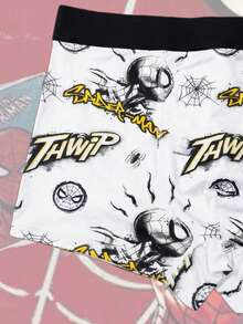 Disney 1pc Spider-Man Men's Briefs, Skin-Friendly Elastic Fitted Comfortable Boxer Briefs, All Season - Black and White - View 2