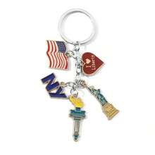 New York Souvenir Statue Of Liberty Metal Keychain National Flag Pendant School Car Bag Backpack Charm - Màu 1 - Xem 7