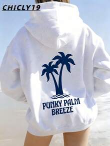 CHICLY19 "Hawaii Hibiscus" Hoodie InAquamarine Women's Oversized Light Gray Hoodie | Viral-Worthy Bestseller | Vintage Y2K Aesthetic Casual Pullover | Back Navy Palm Tree Graphic Print Streetwear Top | Soft Breathable Cotton Blend Fabric | Loose-Fit Long-Sleeve Relaxed Silhouette | Widely Popular Outfit For Beach Vacation/Daily Campus/Weekend Hangout | Chic Minimalist Cozy Loungewear | Adjustable Drawstring Hood | Relaxed Fit For Female Teens & Adults | High-Quality Comfortable Daily Wear | Spring/Summer Outings & Leisure Gatherings Must-Have | Eye-Catching Back Print Casual Wardrobe Staple - Grey - View 7