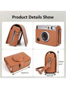 Retro Leather Instant Camera Case Bag For Mini EVO, Digital Camera Carrying Bag With Adjustable Strap - Multicolor - View 5
