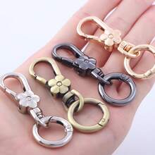 2pcs Flower Swivel Clasp, Metal Lobster Clasp With Keyring, Suitable For DIY Keychain Crafting - Silver - View 4