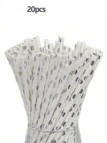 Silver And White Disposable Paper Straws, Suitable For Weddings, Parties, Bars, Beaches And Other Occasions - Multicolor - View 12