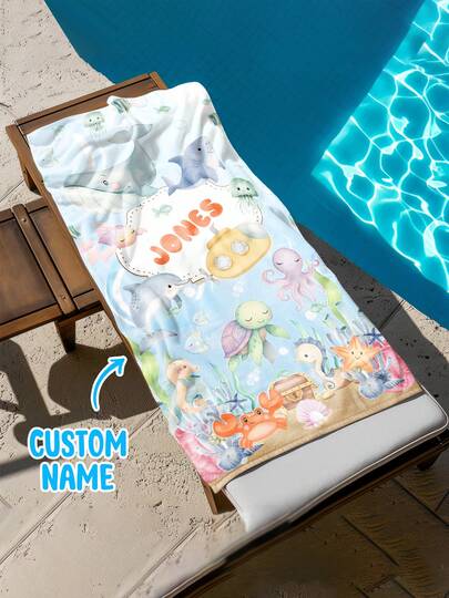 Personalized Children's Beach Towel, Perfect Summer Birthday Gift, Suitable For Various Summer Occasions. Customizable Beach Towel And Accessories, Applicable For Beach, Swimming Pool, Travel, Camping, Yoga And Other Scenarios.