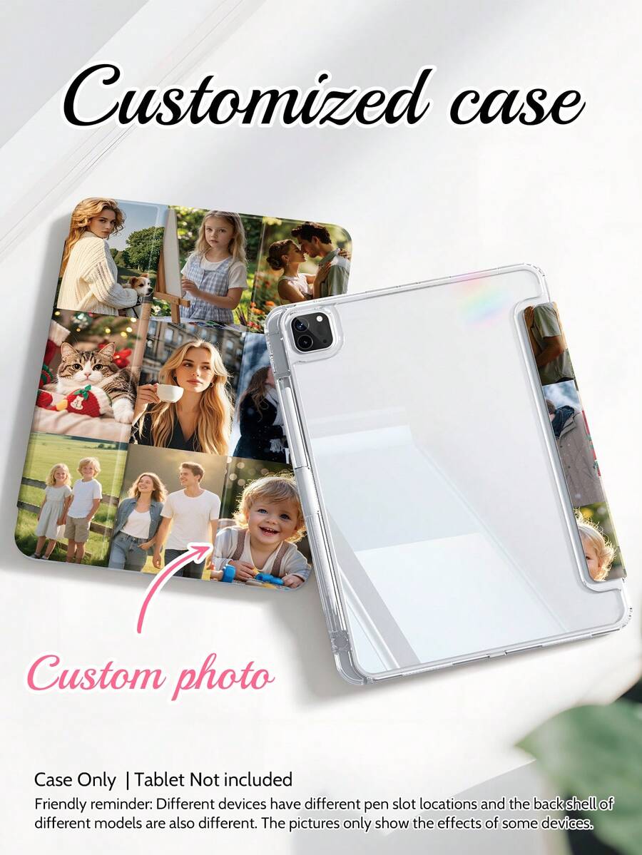 1pc Customizable 9-Photo Tablet Protective Case. Full Coverage, Supports Stylus Pen, Acrylic Material Protects Tablet From Bending, Magnetic Sleep/Wake Function. Multi-Angle Folding. Suitable For IPad 11th Gen A16 2025, 10th Gen 10.9" Air, 4th/5th/11th Gen 10.9" Air, 11th Gen M3 2025, 7th/8th/9th Gen 10.2" Galaxy Tab S7/S8, Galaxy Tab S10 FE+ Protective Case - Multicolor - View 1