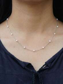 925纯银星光珍珠项链，简约珍珠链，优雅日常饰品