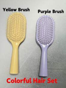 1pc Macaron Color Upright Portable Cute Anti-Static Hairbrush, Suitable For Men And Women With Long Hair - Multicolor - View 6