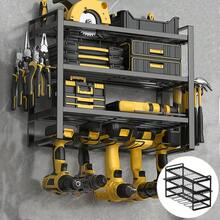 Zware 4-lagen Wandmontage Gereedschapsrek met 8-sleuven Elektrisch Gereedschap Houder - Stevige Metalen Garage Werkplaats Plank, Ruimtebesparende Verticale Gereedschapopslag voor Boren, Zagen, Slijpers - Eenvoudige Installatie met Voorgeboorde Gaten voor Garage, Thuis, Opslagrekken - Schwarz – 4 Lagen - Übersicht 10