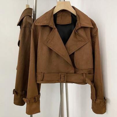 OFTBUY Short Velvet Long Sleeve Women's Jacket, Casual Street Style For Daily, Airport, Travel, Holiday