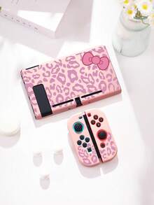 1pc Purple Leopard Spot Bow Print Protective Case, Compatible With New Switch 2 (2025), Switch NS/Switch OLED/Lite, Suitable For Switch 2 Game Console Accessories, Family Pack, Storage Case With Card Slots, Switch Protective Cover, White/Pink, Romantic Gift For Switch Players - Multicolor - View 7