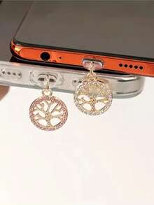 1个镶钻生命树造型Type-C防尘塞，适合作为生日、节日礼物，闪亮树叶防尘塞，送给朋友的礼物，情人节、斋月配饰礼物，送给母亲、家人、朋友、孩子，生日、节日手机配件手机挂饰 - iPhone - 查看 6