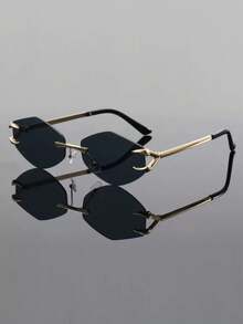 1pc Classic Retro Diamond Shaped Frameless Fashion Unisex Glasses, Street Style Accessory, Ideal Gift Choice - Multicolor - View 16