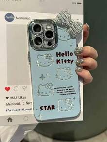 Ốp lưng điện thoại hình mèo con dễ thương Sanrio tương thích với iPhone 17 Pro Max, 11/12/14/16, Apple 15 Plus, họa tiết hoạt hình, nơ đính kim cương lấp lánh, chống sốc. - Nhiều màu - Xem 2
