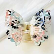 1 Elegant Butterfly Hairpin - Large Anti-Slip Hairpin With Hollowed-Out Design, Colorful Patterns (Beige, Light Pink, White) - A Must-Have For Daily Parties, Durable Beauty Accessory, Suitable For Daily Use And As A Gift - C - 查看 10