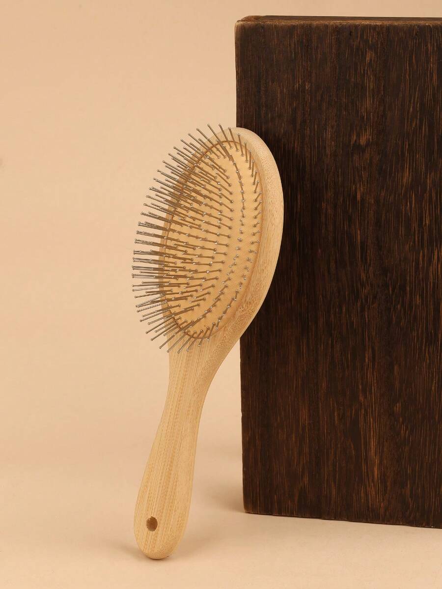1把天然楠竹钢针气囊梳，家用，用于抚平头发和按摩头皮 - 彩色 - 查看 1