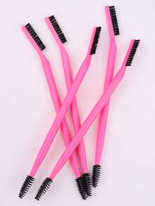 3支双头黑白刷毛睫毛眉刷，符合人体工学的化妆刷套装 - 玫紅色 - 查看 1