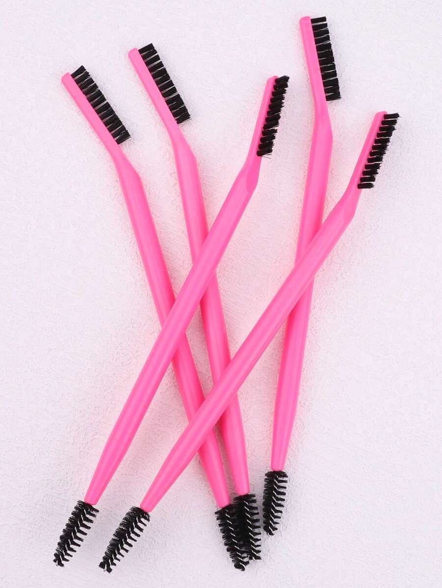3支双头黑白刷毛睫毛眉刷，符合人体工学的化妆刷套装 - 玫紅色 - 查看 1