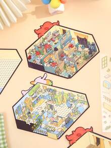 1 حقيبة/2 حقيبة، سلسلة مسرح المنزل الصغير، ملصقات مشاهد ترفيهية للتأمل الداخلي الأصلية، مناسبة للبالغين - أنشطة علاجية بالملصقات للتخفيف من التوتر، مثالية للأعمال اليدوية والهدايا. - متعدد الألوان - مشاهدة 5