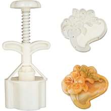 Mooncake Mold 4 PCS, Hand Press 50g Cookie Stamps,Moon Cake Mold Thickness Adjustable,Cute Patterns DIY Moon Cake Mold,Mid Autumn Festival DIY (J),40806350 - 薑色 - 查看 1