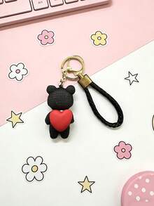 1pc Creative Pink Heart Resin Teddy Bear Keychain, Delicate & Cute Cartoon Car Key Chain Handbag Pendant, Suitable For Daily Use Or Couple Gift, School & Auto Decor, Gothic Y2K Christmas - Multicolor - View 14