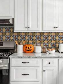 1/12/24 PCS Glossy Self-Adhesive Tile Wall Stickers - 20cm X 20cm, Waterproof, Easy To Install, For Kitchens, Bathrooms, RVs, Bedrooms, Etc., Vintage Wall Decor, Home DIY Decoration, Multiple Styles - Multicolor - View 8