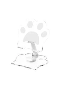 360°旋转亚克力猫爪造型可调节折叠桌面支架，透明耐用材质+防滑垫，宠物风格桌面配件，轻巧节省空间，适合家庭/办公室使用，兼容手机和平板电脑 - 彩色 - 查看 7