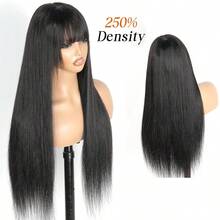 NATAN 1件装俏皮粘胶直发假发，带刘海，26英寸高密度耐热合成发，自然外观纽扣网帽，适合女性，日常及派对佩戴 - 自然色&黑色系 - 查看 2