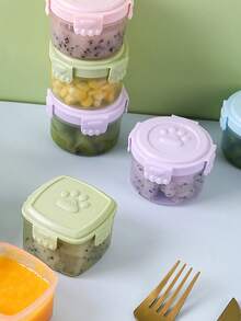 4-8件套迷你便当调味盒、酱料挤压瓶、香料罐套装、沙拉酱容器、小型透明番茄酱挤压瓶，适合学校、户外烧烤等场合 - 粉色 - 查看 4