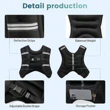 Cavry Weighted Vest, 8lb/12lb/16lb/20lb/25lb/30lb Weight Vest With Two Adjustment Straps For Men Women, Weight Vests With Reflective Stripe For Strength Training, Running, Jogging, Walking - 黑色 - 查看 3