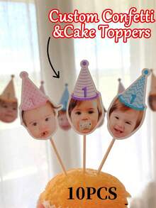 25pcs Personalized Character Body Photo Cake Topper - Custom Photo + Character Body, Easy To Place On Cakes - Suitable For Birthdays, Baby Showers - Multicolor - View 8