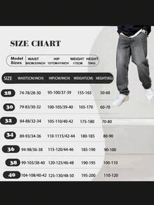 男士蓝色休闲牛仔裤，时尚日常穿着 - 灰色 - 查看 6