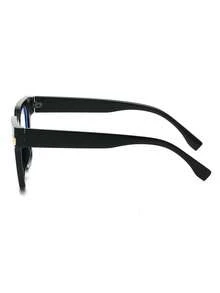 1 Pair Women's Black Square PC Frame Retro Contrast Color Fashion Personalized Non-Prescription Glasses - Black - View 4