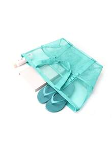 Túi đi biển lưới polyester rỗng, dung tích lớn, túi đựng đồ giặt du lịch, túi đựng đồ bơi, túi đi biển lưới tối giản, quà tặng Ngày của Mẹ cho mẹ. - Màu xanh Bạc hà - Xem 7