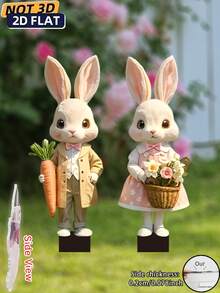 2pcs Easter Yard Decoration Set, Easter Party Scene Rabbit Theme Decor Props, Outdoor Easter Happy Yard Decoration, Easter Lawn Sign, Holiday Yard Decor, Easter Lawn Decoration, Easter Yard Sign, Home Easter Decoration, Easter Sign, Holiday Lawn Decor, Holiday Display Props, Cute Holiday Decoration - Colorful - View 6