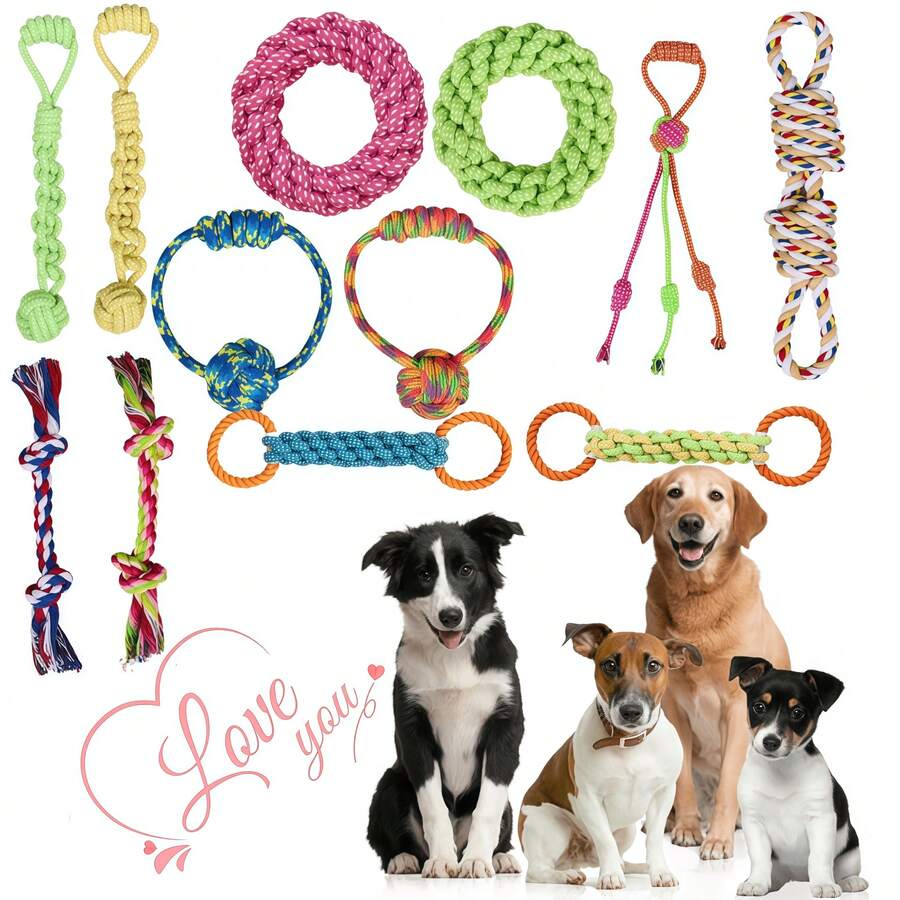 Durable Dog Leash Toy, Indestructible Dog Chew Toy For Aggressive Chewers, Tough Puppy Teething Toy, Boredom Buster & Dental Cleaning Tug Of War Dog Toy, Suitable For Small To Large Dogs - Multicolor - View 1