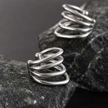 1PC Exaggerated Non-Piercing Ear Ring Fake Piercing Ear Bone Clips Stainless Steel Women Men Ear Cuff Earrings Jewelry - Star - View 9