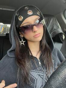 2件套时尚朋克风哥特式发带，女士发饰，柔软防滑弹力镂空沙滩/度假发带，弹力瑜伽运动发带，多功能日常佩戴冬季保暖吸汗发带 - 彩色 - 查看 5