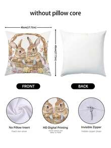 Conjunto de 4 capas de almofada com coelhinho e ovo de Páscoa - Decoração rústica com estampa floral em tons pastel, fechamento com zíper, lavável à máquina - Decoração de Páscoa para ambientes internos e externos, ideal para sala de estar, varanda e sofá - Sem enchimento (45x45 cm, poliéster) - Perfeitas para a Páscoa, Dia das Mães, presentes de boas-vindas, decoração sazonal e decoração festiva. - Multicolorido - Ver 3