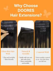 DOORES Seamless PU Clip 7PCS 110g In Human Hair Extension Natural Black To Chestnut Brown 100% Real Human Hair Invisible And Comfortable Natural Integration Light & Comfortable Dream Hair Premium Virgin Hair Extensions For Women Girls Daily Use Easy To Wear Remy Hair Extensions Charm Elegant Casual Holiday Outfits Cosplay Campus School Sport Vacation Travel Festival Prom Outdoor Cosplay - S1B/6/1B - View 6