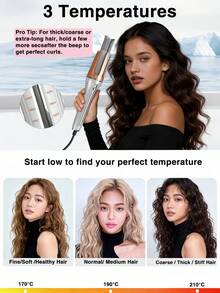 1pc Automatic Curling Iron, One-Key Rotating Curler, Anti-Scald Design, Quick Styling, Convenient For Travel - EU C Type Plug(220-240V) - View 4