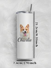1pc 20oz/600ml Custom Pet Photo Water Cup, Personalized Straight Cup With Pet Name, Reusable All-Season Drinkware, Cute Birthday Holiday Family Gathering Gift, For Restaurant Living Room Bedroom Office Teahouse Home School - 款式3 - 查看 3